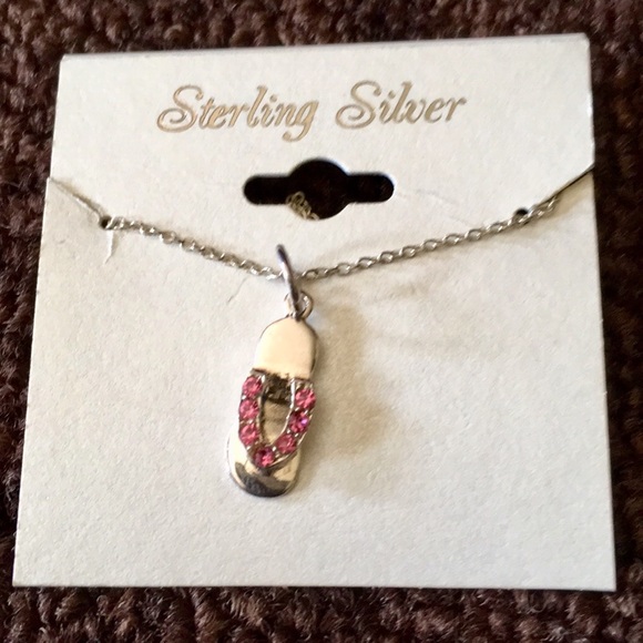 Other - 18” STERLING SILVER NECKLACE WITH FLIPFLOP CHARM